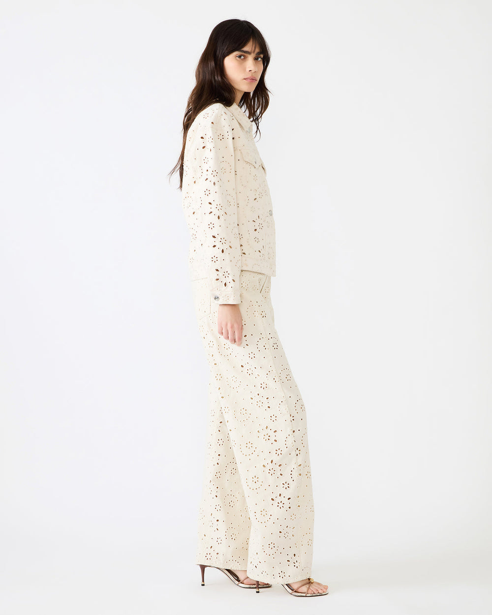 HENRIETTA Sea Mist Long-Sleeved Button-Up Eyelet Women's Jacket | Steve Madden discount