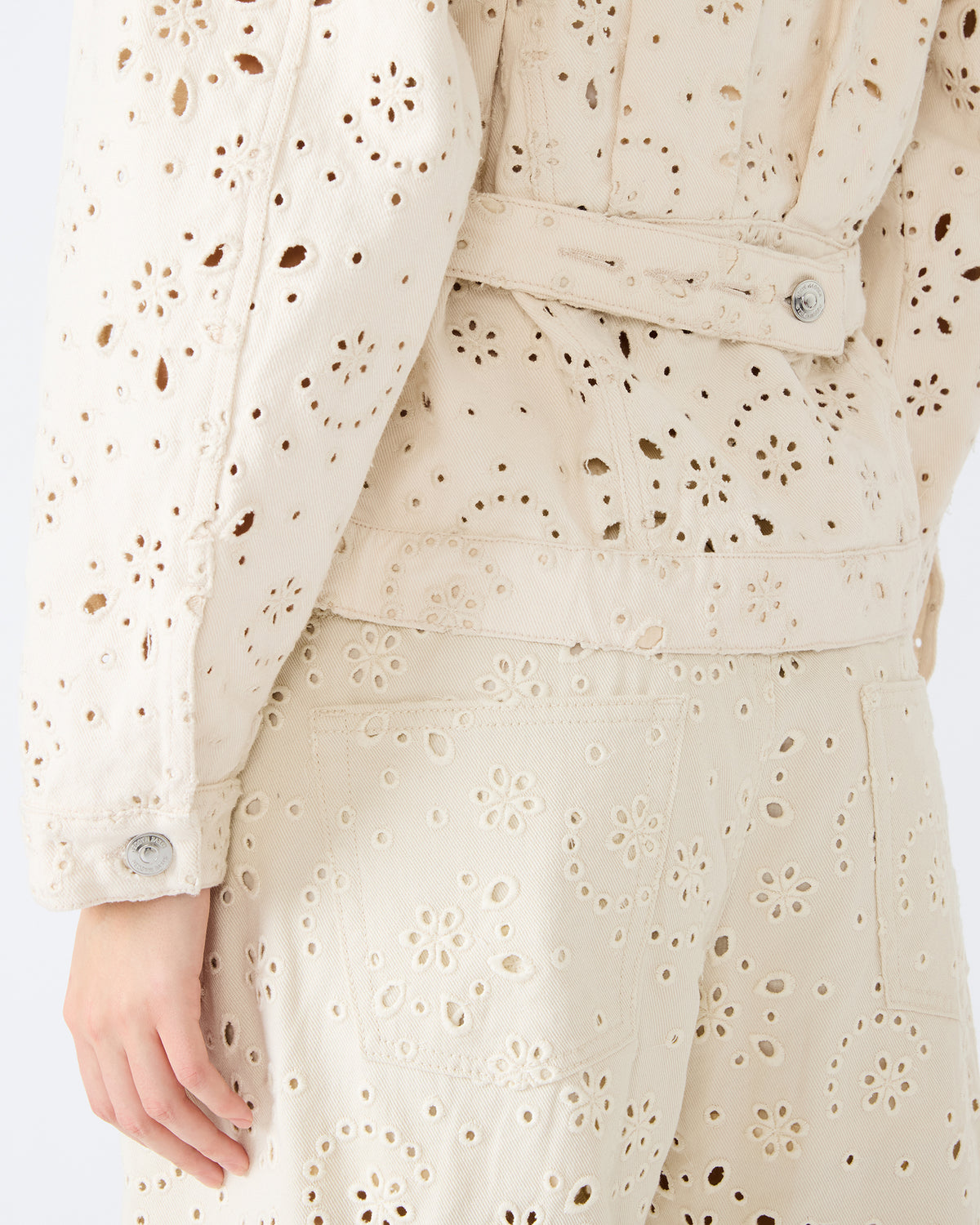 HENRIETTA Sea Mist Long-Sleeved Button-Up Eyelet Women's Jacket | Steve Madden discount