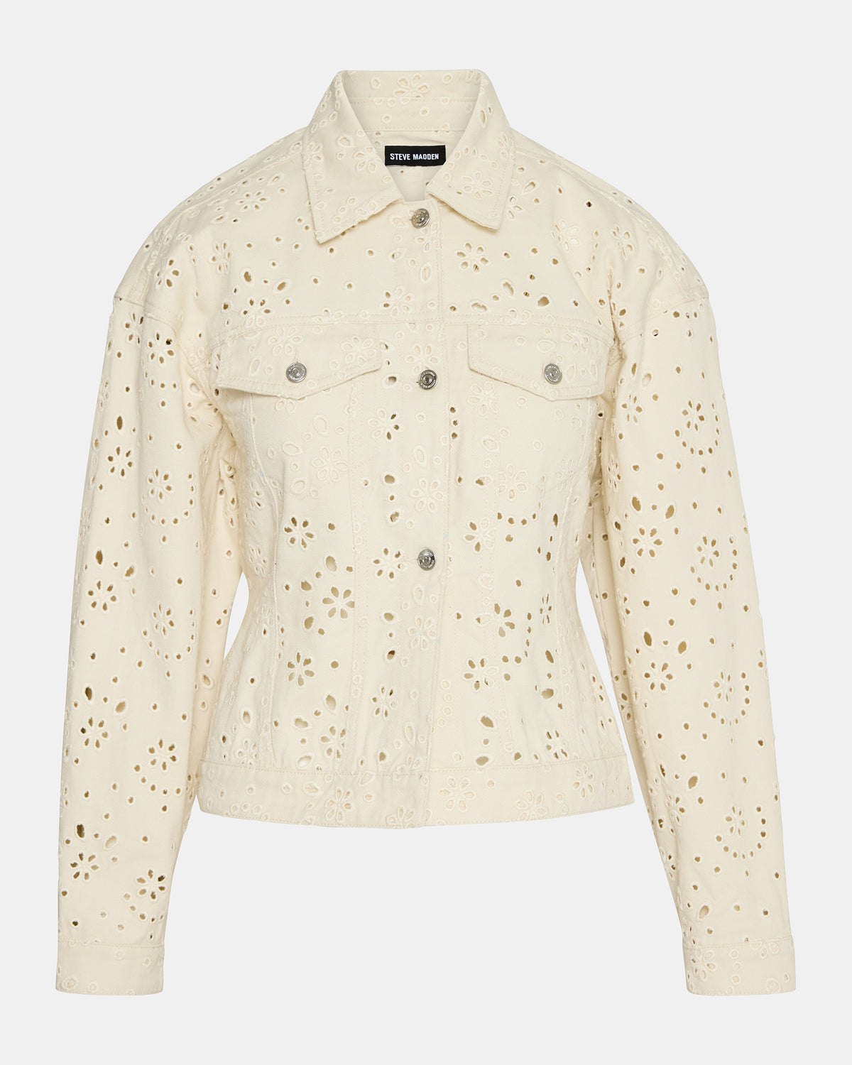 HENRIETTA Sea Mist Long-Sleeved Button-Up Eyelet Women's Jacket | Steve Madden discount