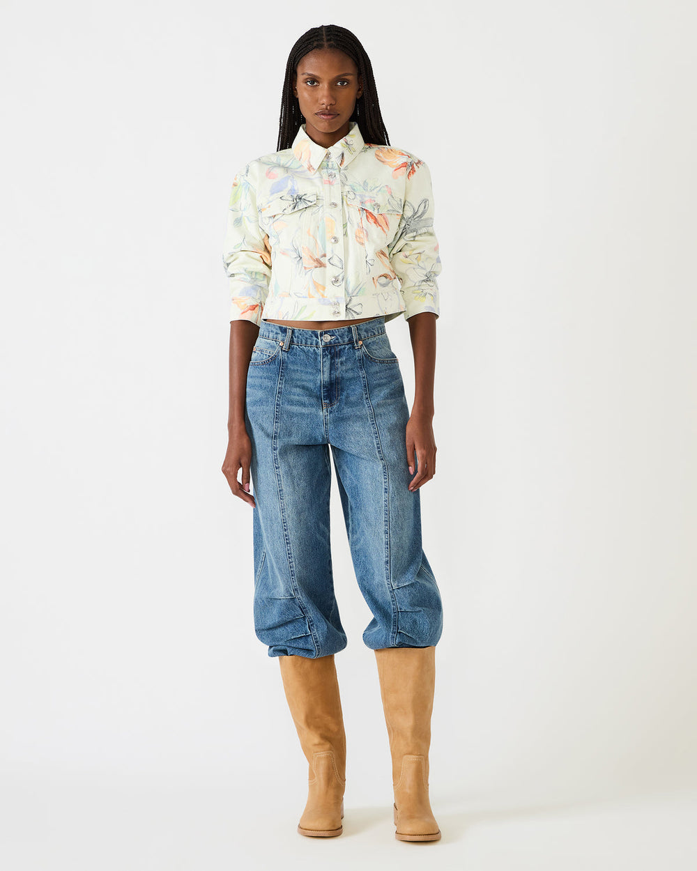 RALEIGH Vintage Ivory Long-Sleeved Button-Up Denim Women's Jacket | Steve Madden online