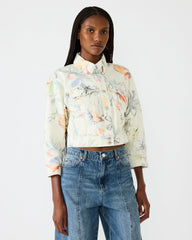 RALEIGH Vintage Ivory Long-Sleeved Button-Up Denim Women's Jacket | Steve Madden online