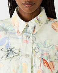 RALEIGH Vintage Ivory Long-Sleeved Button-Up Denim Women's Jacket | Steve Madden online