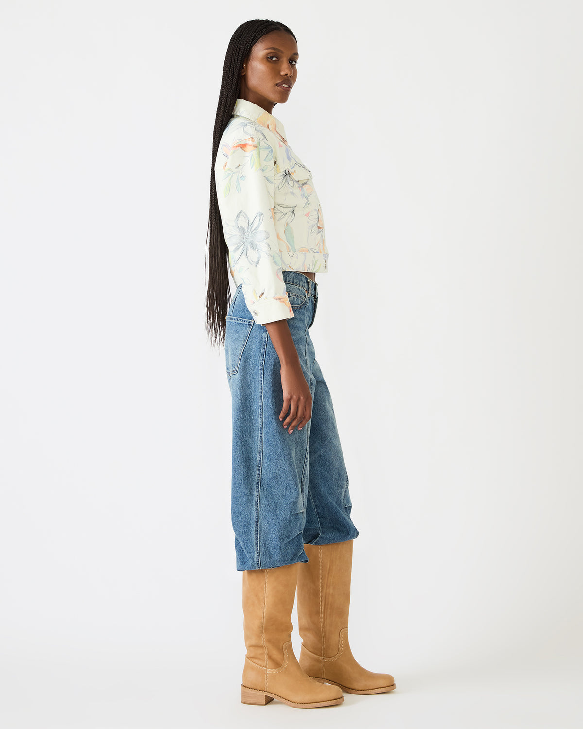 RALEIGH Vintage Ivory Long-Sleeved Button-Up Denim Women's Jacket | Steve Madden online
