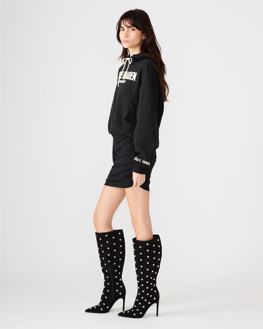 SM Black Logo Long-Sleeved Women's Hoodie | Steve Madden outlet