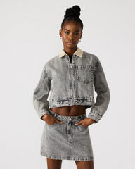 GLACIA Light Grey Women's Long-Sleeved Denim Jacket | Steve Madden outlet