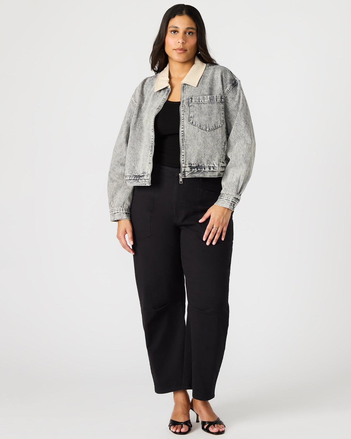 GLACIA Light Grey Women's Long-Sleeved Denim Jacket | Steve Madden outlet