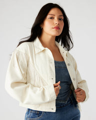 CANYON Denim Jacket Cream | Women's Rhinestone Fringe Jacket | Steve Madden Sale