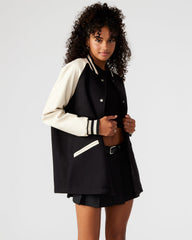 SKYLIE Jacket Black | Women's Varsity Bomber Jacket | Steve Madden for Sale