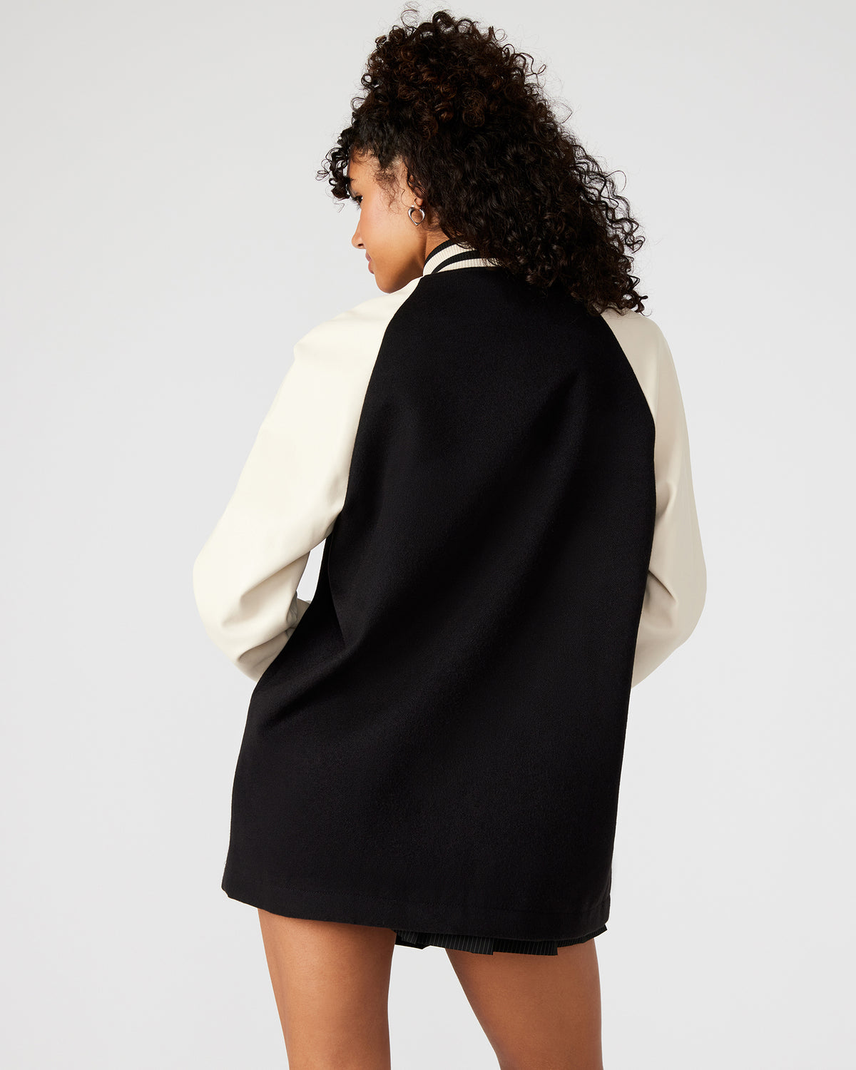 SKYLIE Jacket Black | Women's Varsity Bomber Jacket | Steve Madden for Sale