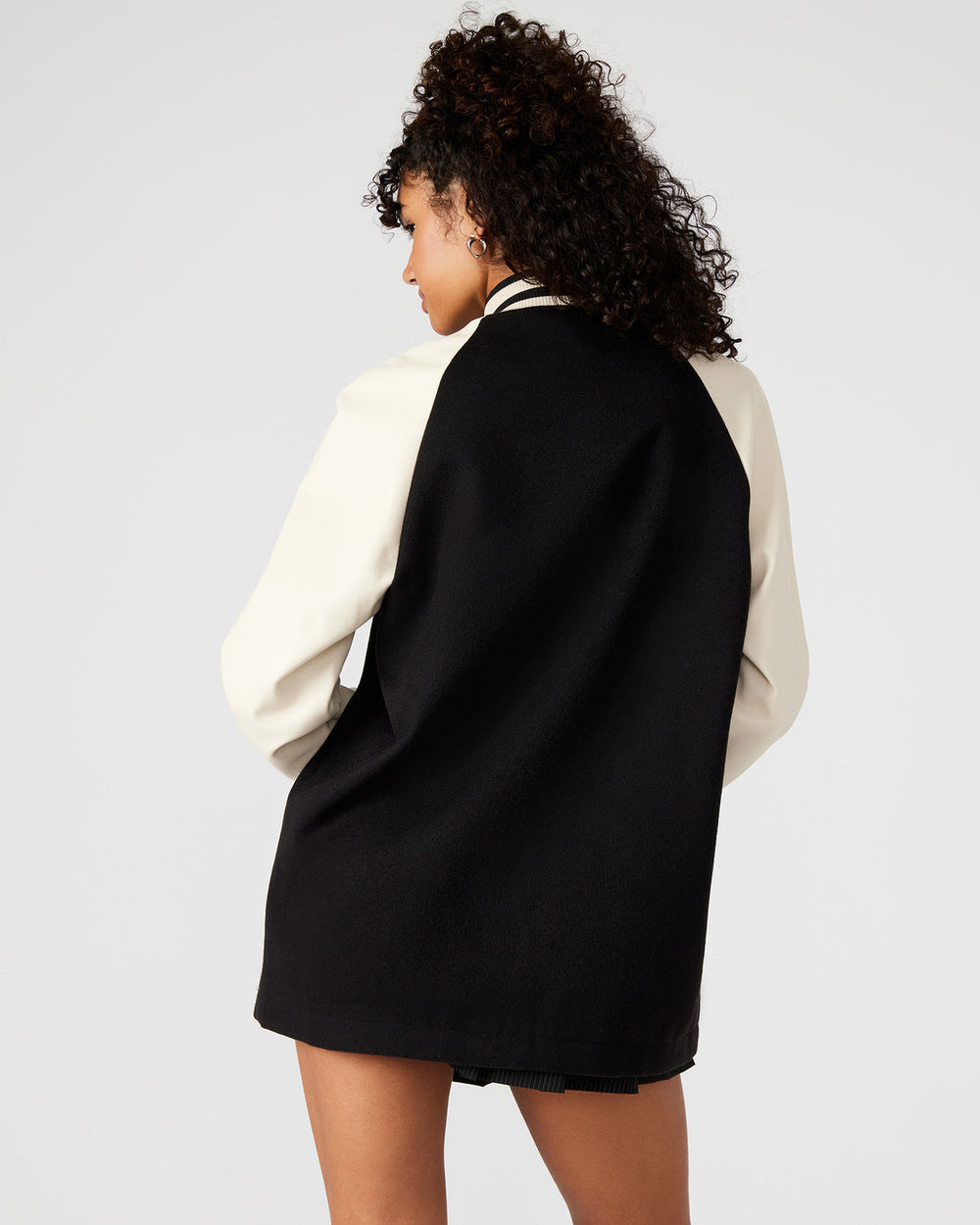 SKYLIE Jacket Black | Women's Varsity Bomber Jacket | Steve Madden for Sale