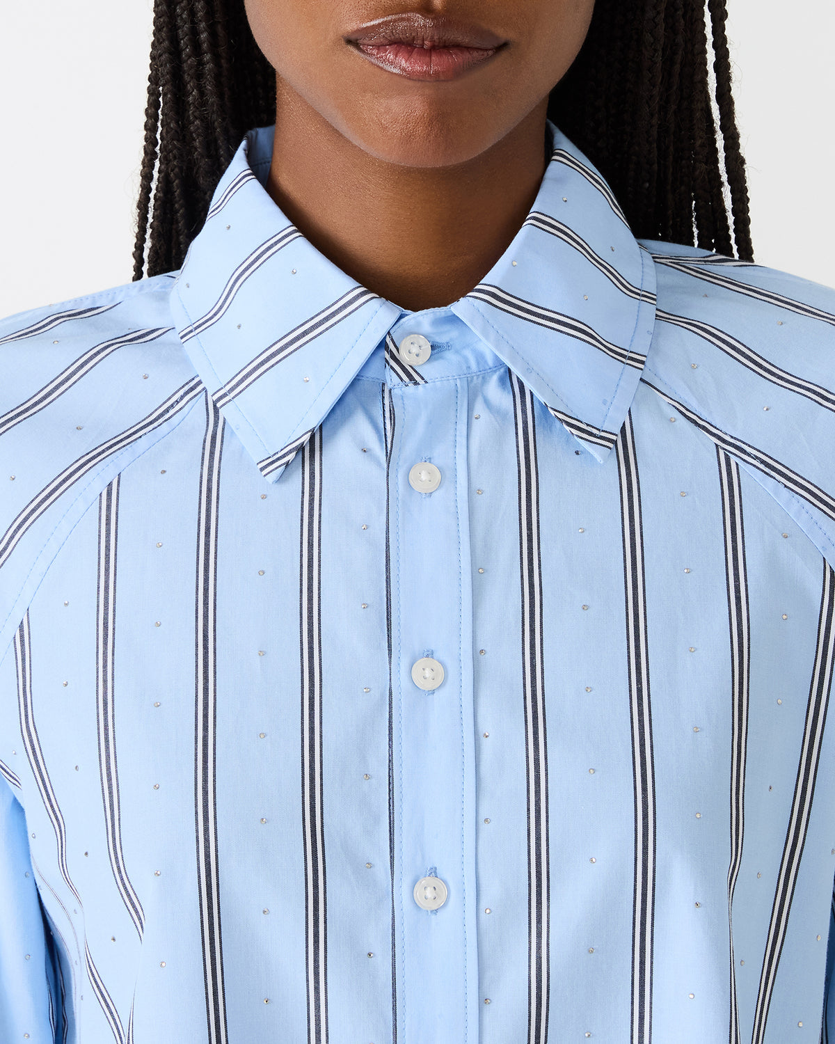 TESS Estate Blue Long-Sleeved Button-Up Women's Top | Steve Madden outlet