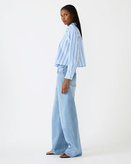 TESS Estate Blue Long-Sleeved Button-Up Women's Top | Steve Madden outlet