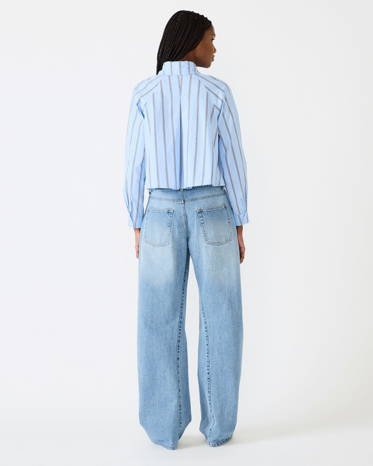 TESS Estate Blue Long-Sleeved Button-Up Women's Top | Steve Madden outlet