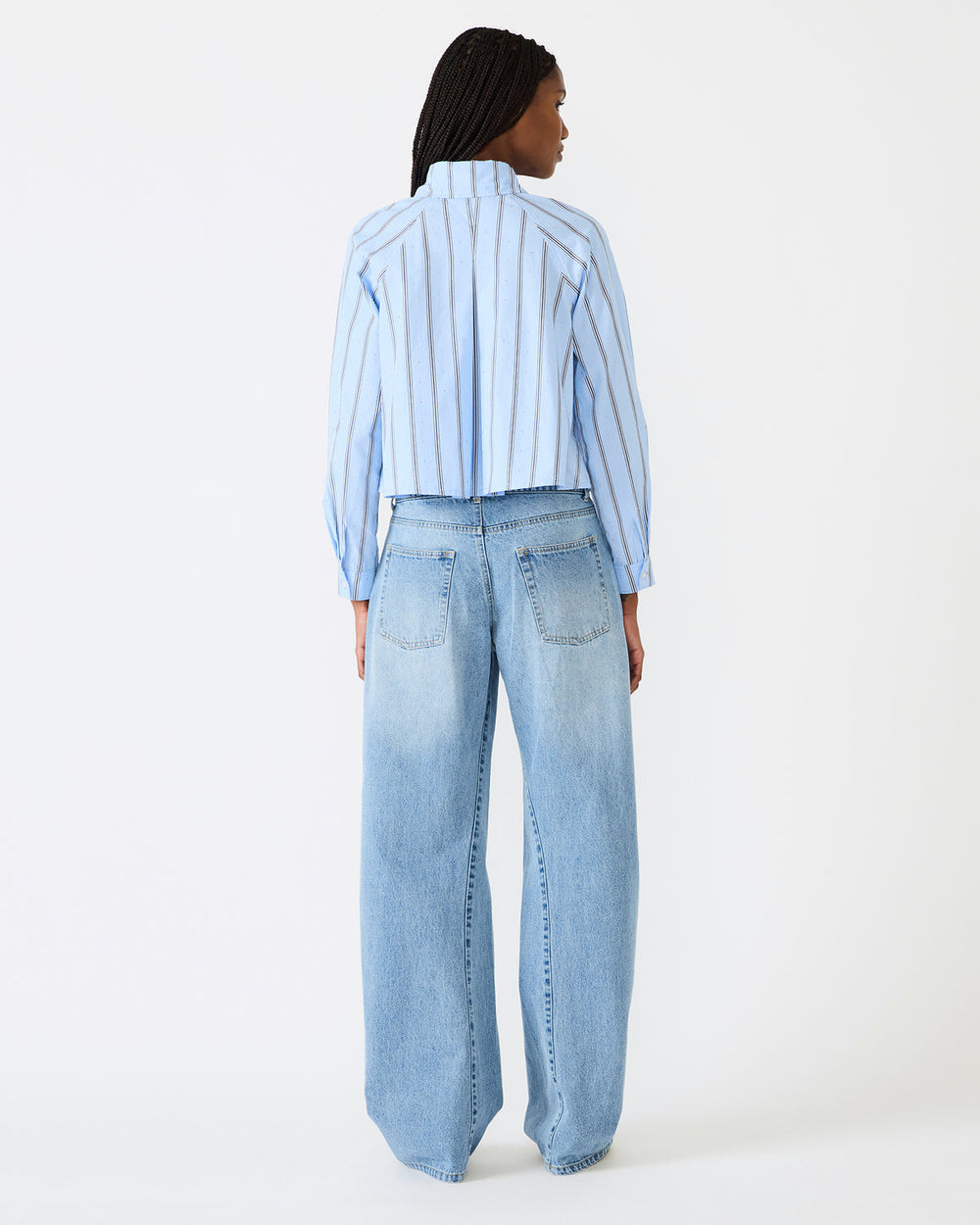 TESS Estate Blue Long-Sleeved Button-Up Women's Top | Steve Madden outlet