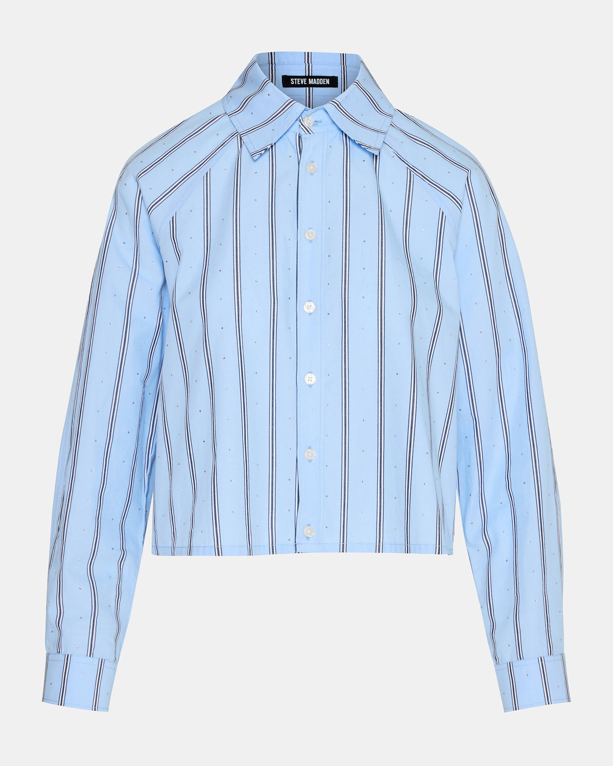 TESS Estate Blue Long-Sleeved Button-Up Women's Top | Steve Madden outlet