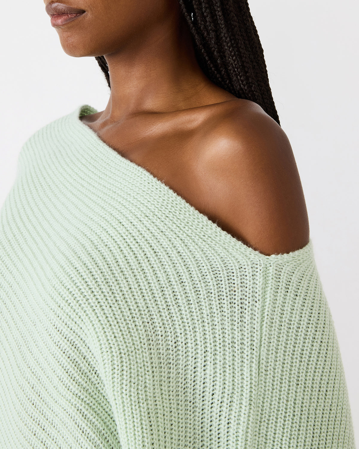 CHANNING Bay Green Asymmetrical Knit Poncho Women's Top | Steve Madden Sale