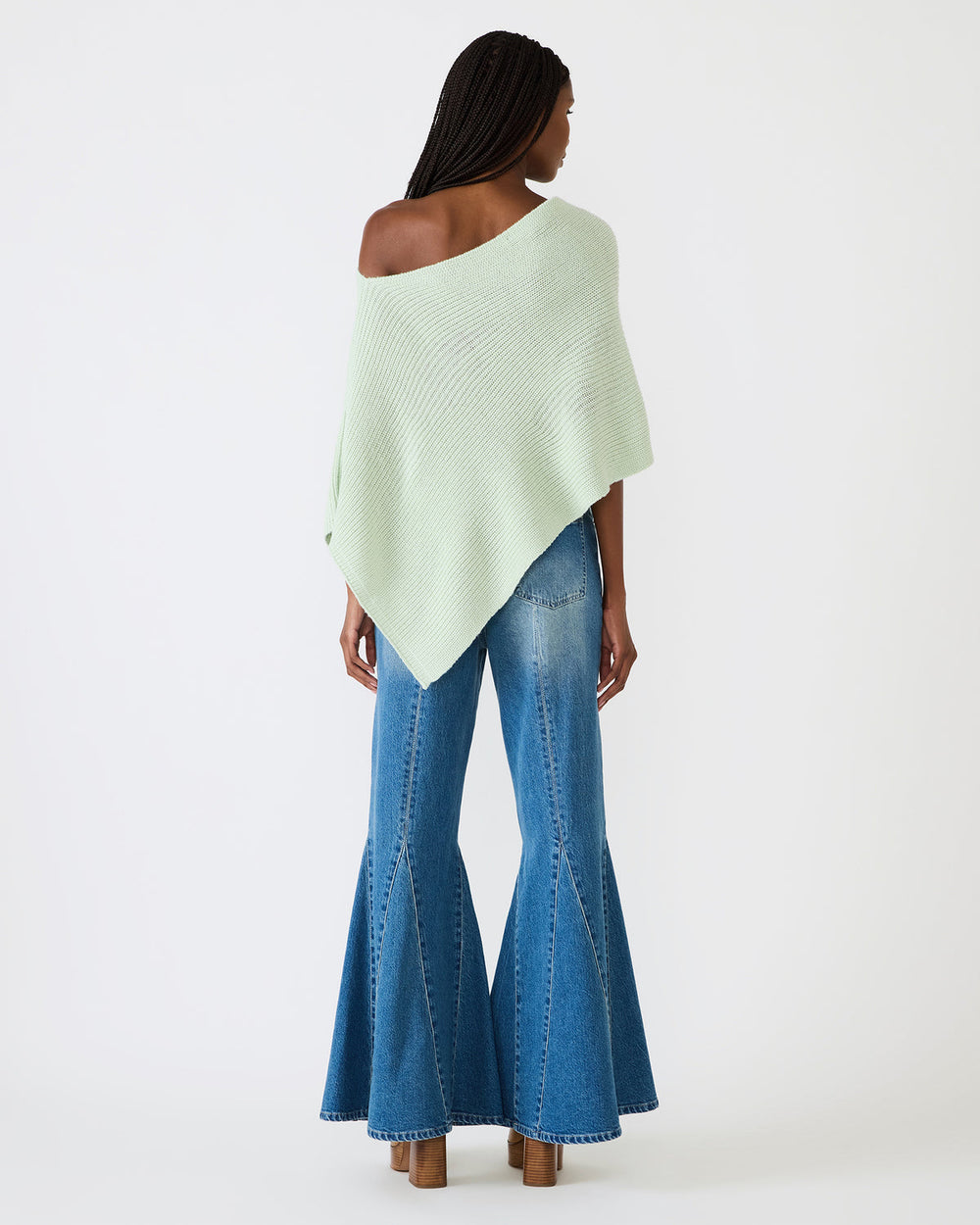 CHANNING Bay Green Asymmetrical Knit Poncho Women's Top | Steve Madden Sale