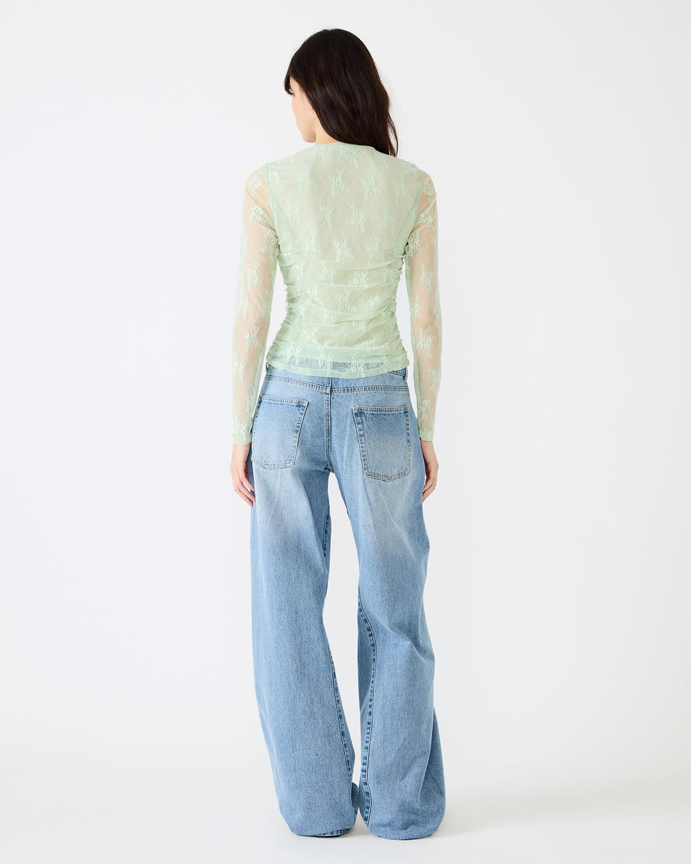 LUMA Bay Green Long-Sleeved Mesh Lace Women's Top | Steve Madden near me