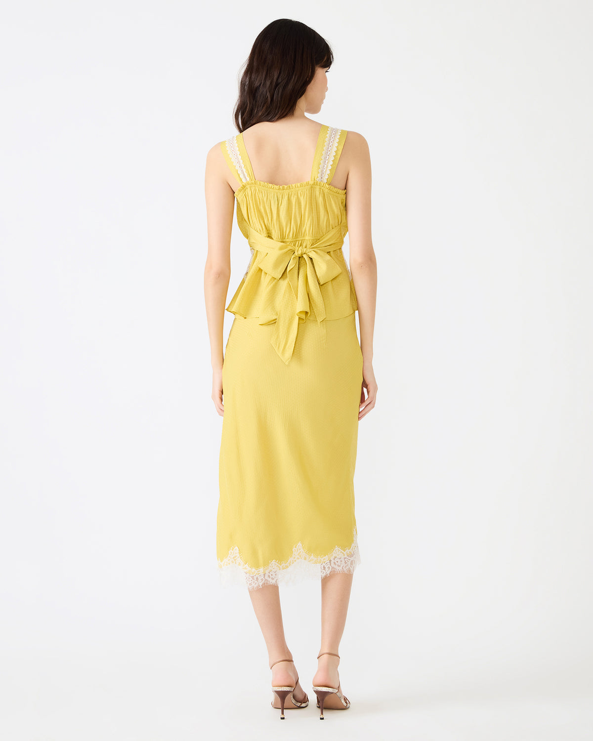 CINTHIA Golden Lime Sleeveless Lace Trim Women's Top | Steve Madden online