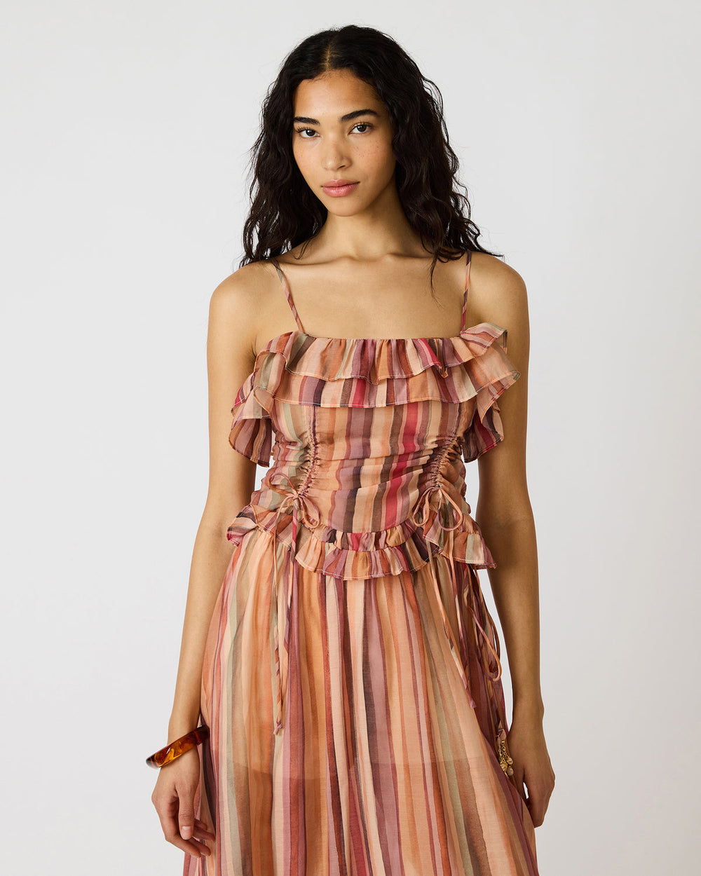 SHILLOH Stripe Multi Sleeveless Ruffle Women's Top | Steve Madden outlet