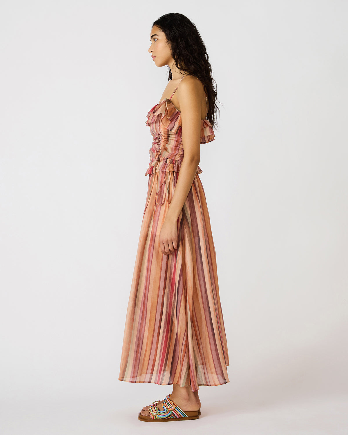 SHILLOH Stripe Multi Sleeveless Ruffle Women's Top | Steve Madden outlet
