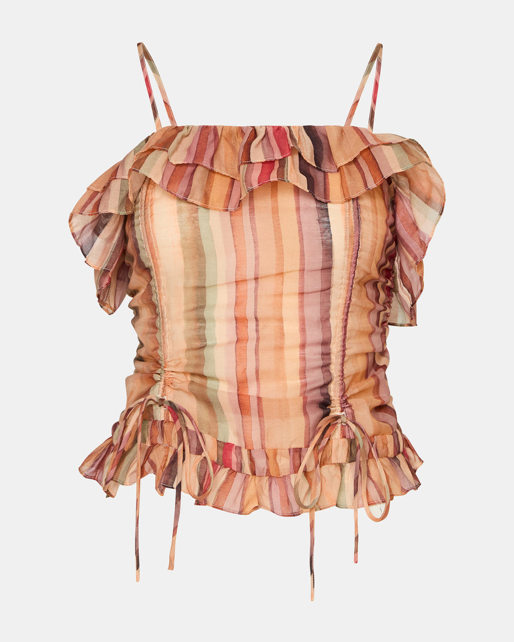 SHILLOH Stripe Multi Sleeveless Ruffle Women's Top | Steve Madden outlet