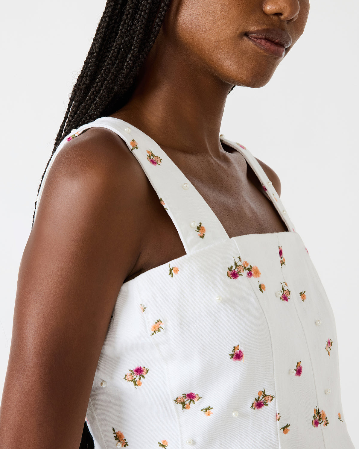 FIORELLA Antique Sleeveless Ruffle Edge Denim Women's Top | Steve Madden Sale