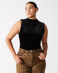 NIKOLA Black Women's Mock Neck Velvet Bodysuit | Steve Madden for Sale