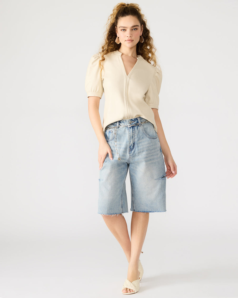 JANE Bone Women's Short-Sleeved Suede Top | Steve Madden Sale