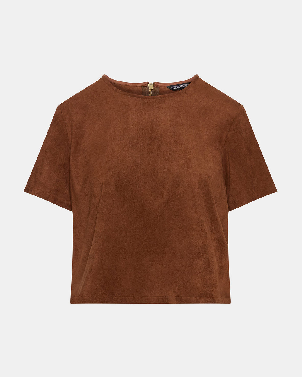 EZRA Chicory Coffee Short-Sleeved Faux-Suede Women's Top | Steve Madden for Sale