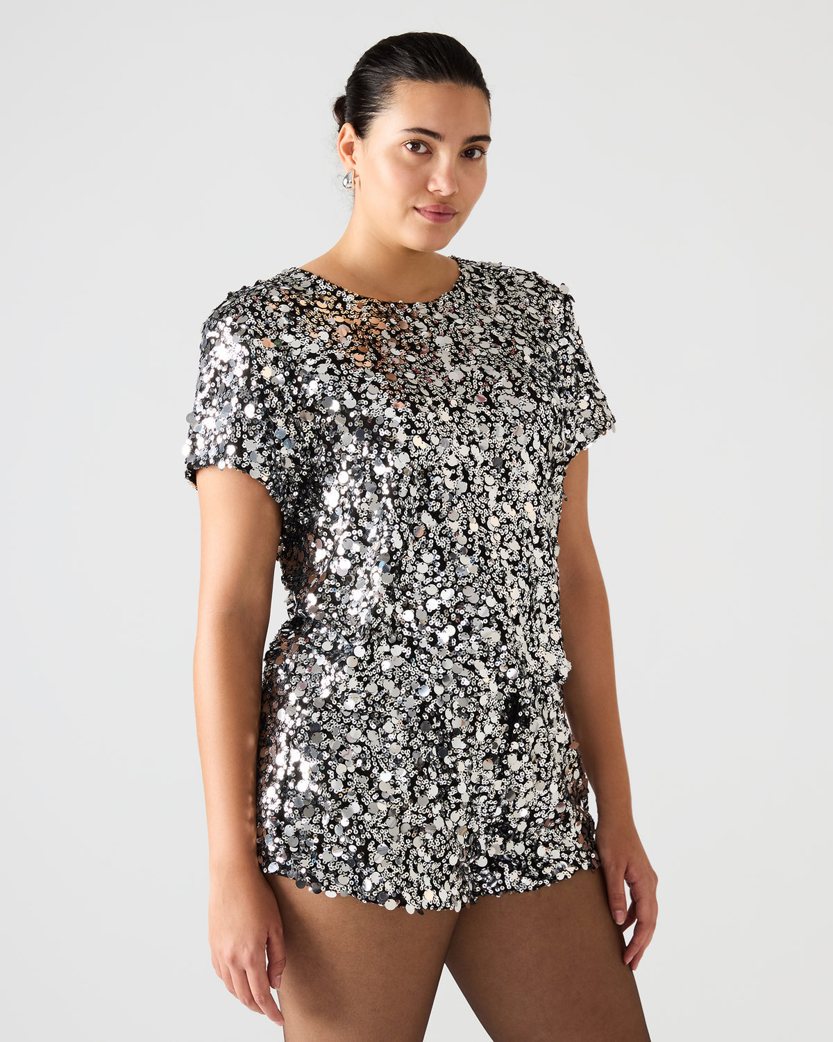 CRESSA Silver Embellished Sequin Women's Top | Steve Madden near me