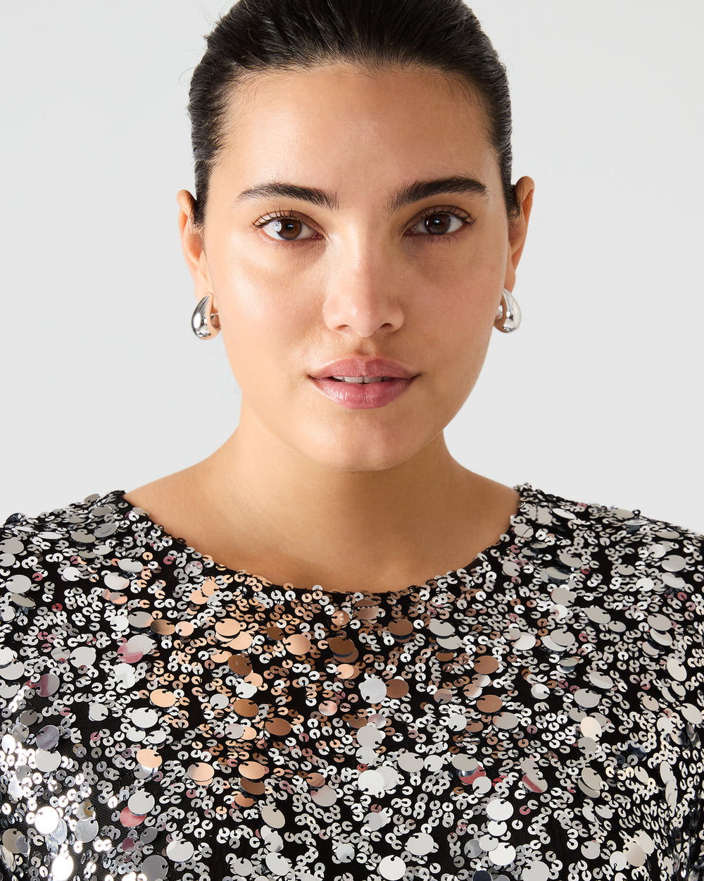 CRESSA Silver Embellished Sequin Women's Top | Steve Madden near me