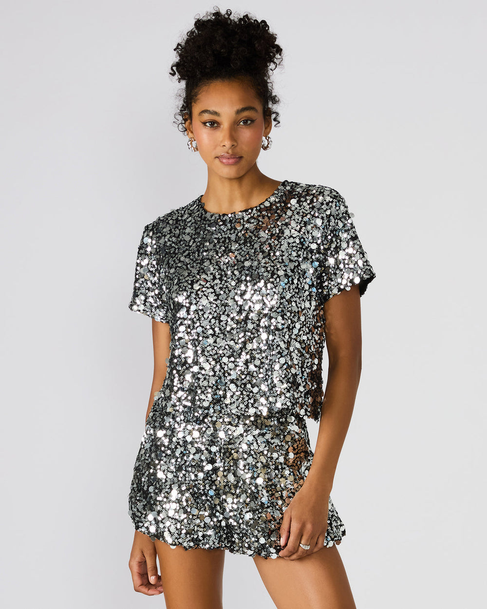 CRESSA Silver Embellished Sequin Women's Top | Steve Madden near me