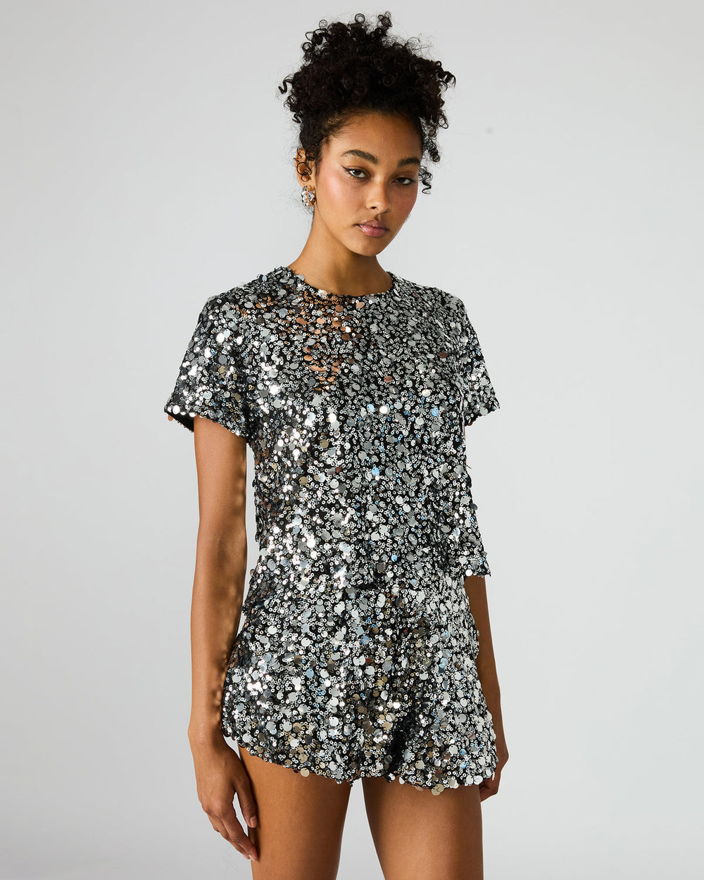 CRESSA Silver Embellished Sequin Women's Top | Steve Madden near me