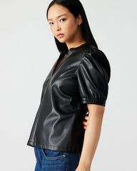 JANE Black Women's Short-Sleeved Suede Top | Steve Madden US