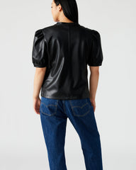 JANE Black Women's Short-Sleeved Suede Top | Steve Madden US