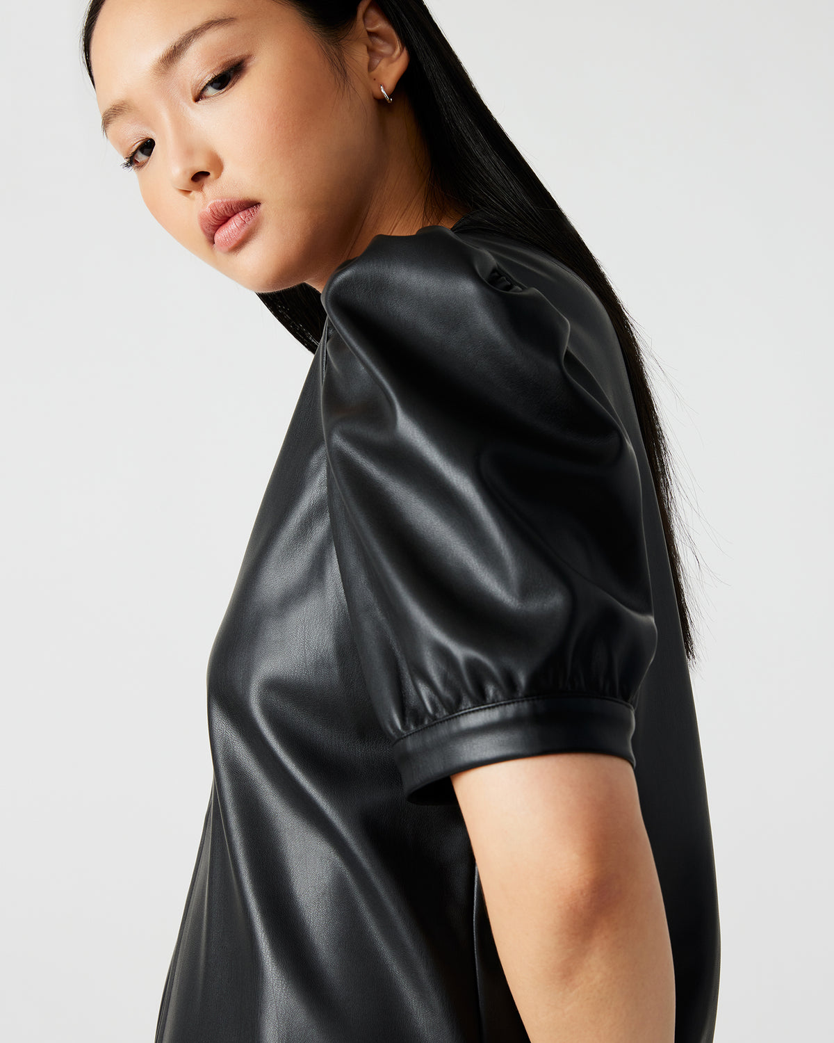 JANE Black Women's Short-Sleeved Suede Top | Steve Madden US