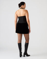 JUVIA Black Sleeveless Bow Detail Halter Women's Top | Steve Madden for Sale