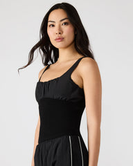 LUANA Black Pull-Over Ruched Tank Top | Steve Madden on Sale