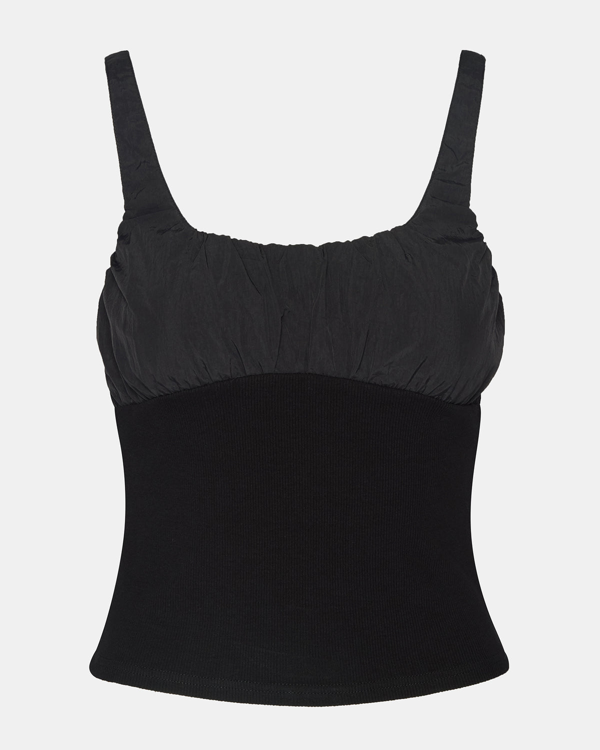 LUANA Black Pull-Over Ruched Tank Top | Steve Madden on Sale