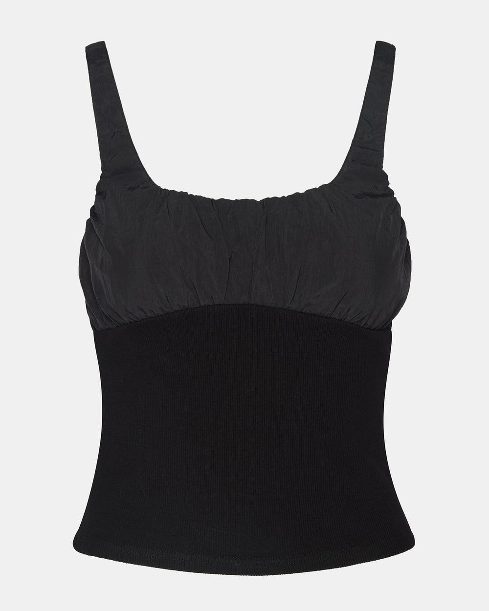 LUANA Black Pull-Over Ruched Tank Top | Steve Madden on Sale