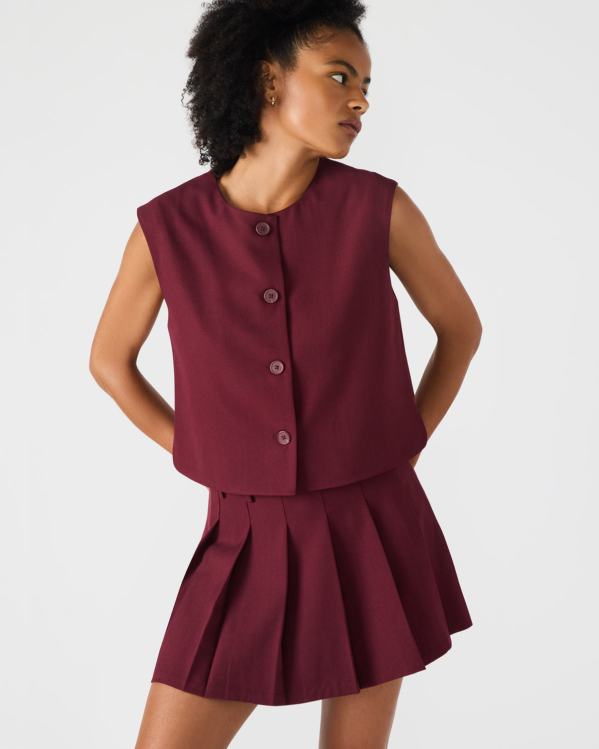ALESSA Wine Button-Up Women's Top | Steve Madden near me