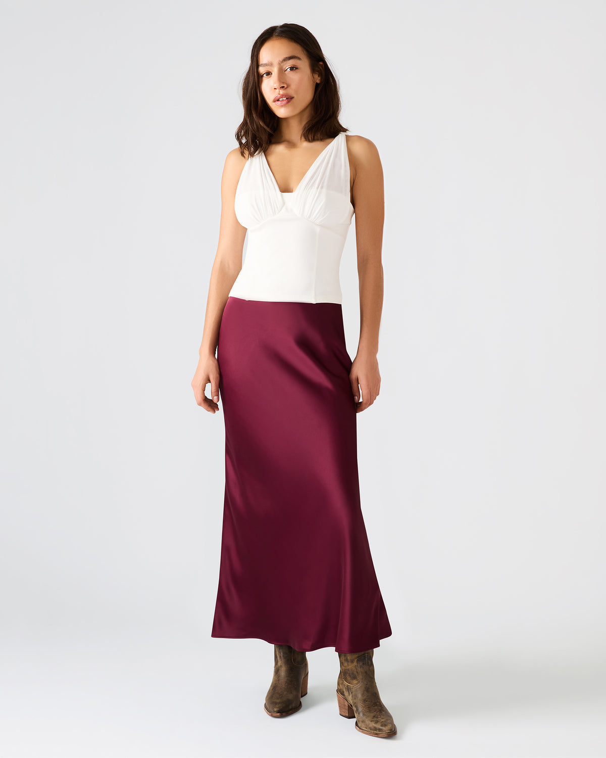 ADDISYN Antique V-neck Sleeveless Mesh Women's Top | Steve Madden online