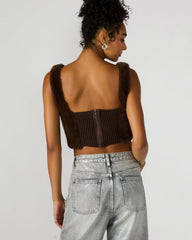 HANNIA Faux Fur Dark Espresso Cropped Women's Top | Steve Madden US
