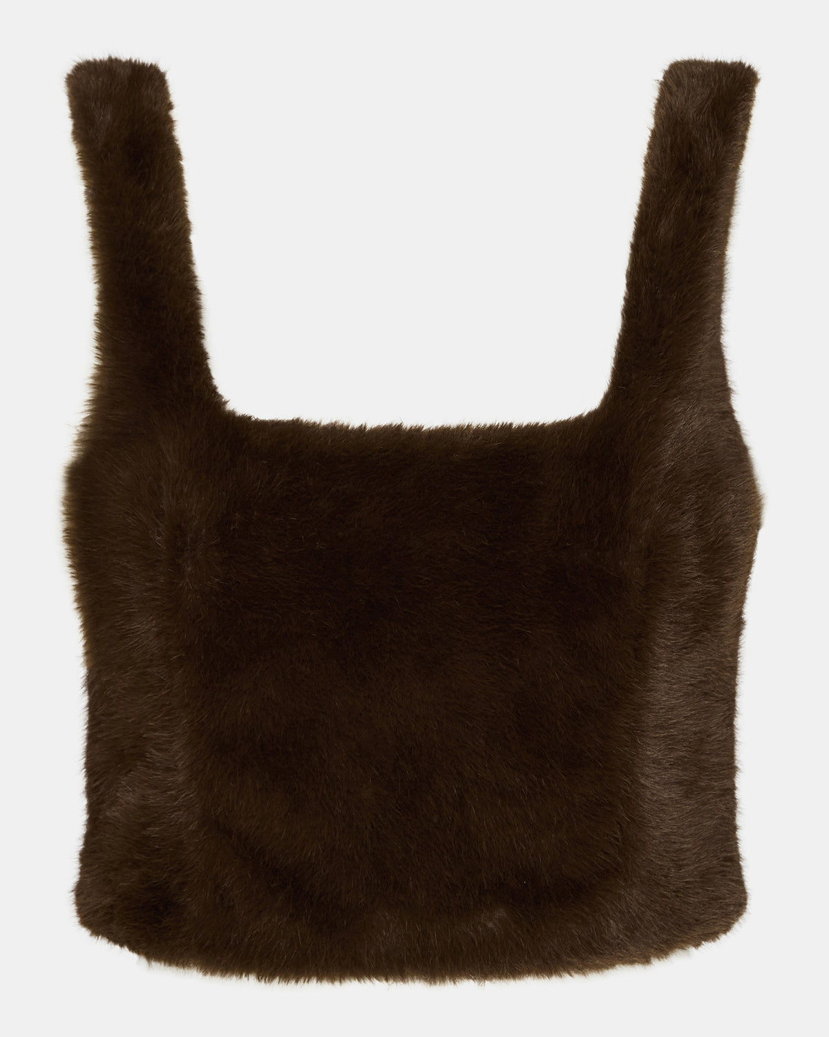 HANNIA Faux Fur Dark Espresso Cropped Women's Top | Steve Madden US
