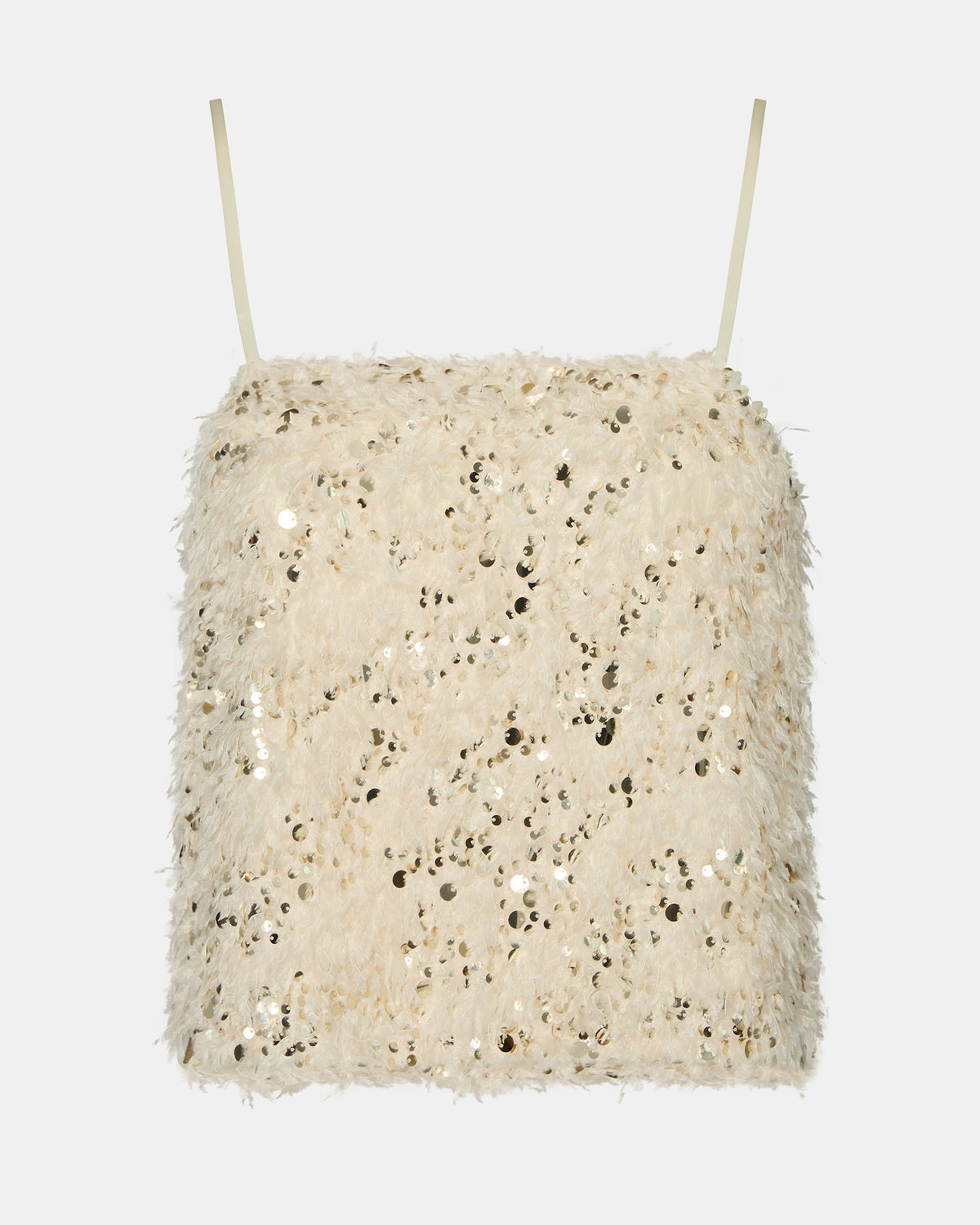 BLAKELYN Ivory Feather Sequin Embellished Women's Top | Steve Madden outlet
