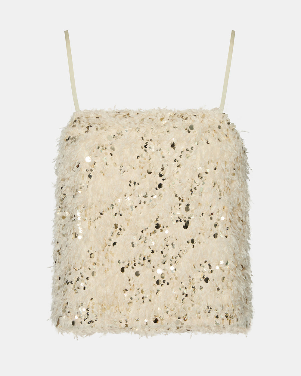 BLAKELYN Ivory Feather Sequin Embellished Women's Top | Steve Madden outlet