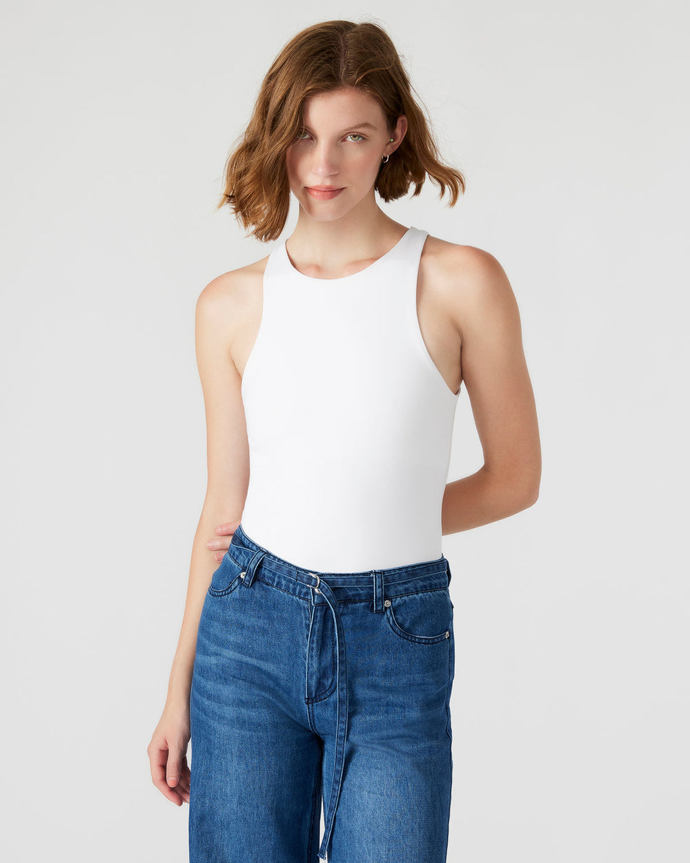 NICO White Women's Contour Stretch Bodysuit | Steve Madden on Sale