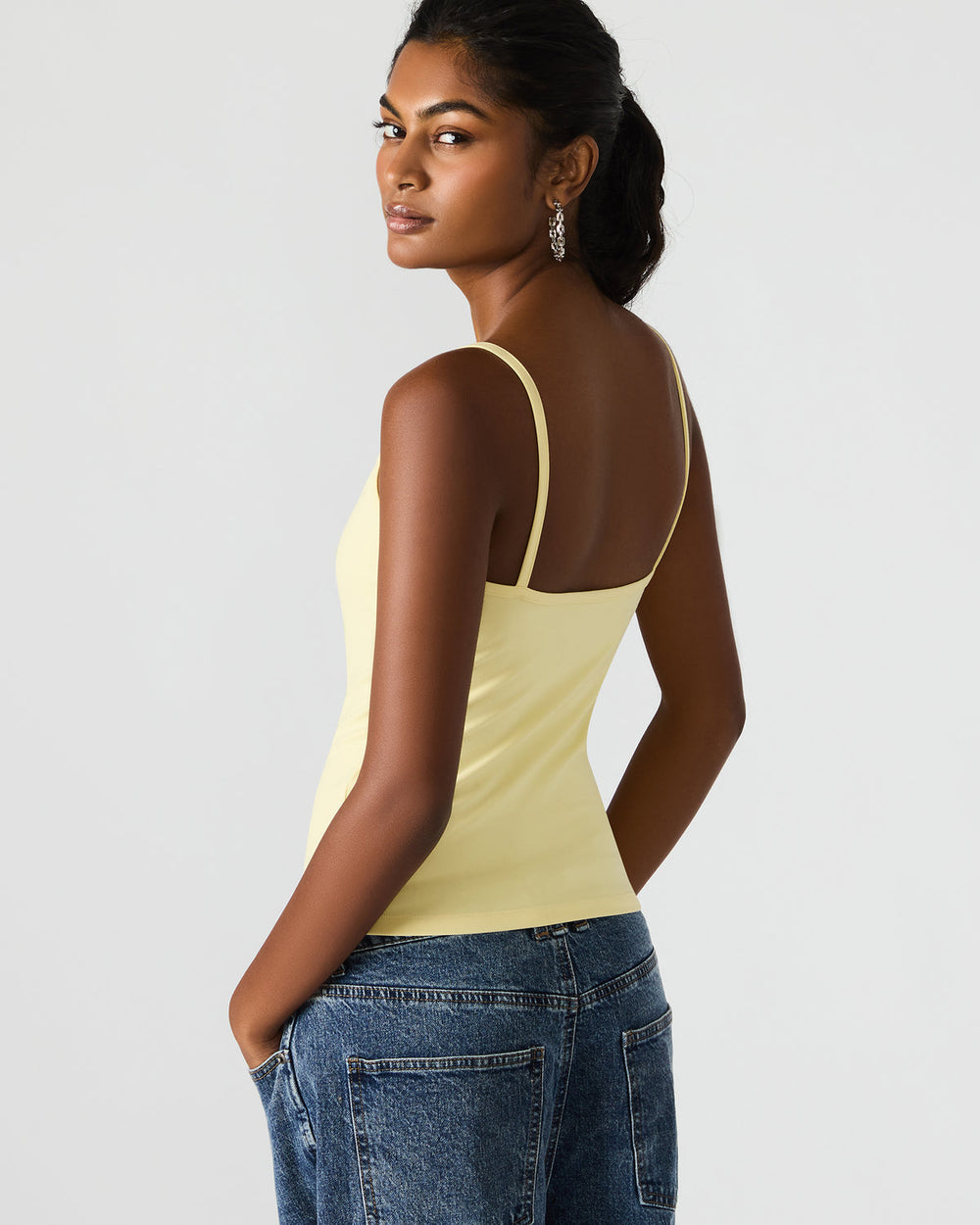 GOLDIE Pale Yellow Sleeveless Graphic Women's Tank Top | Steve Madden outlet