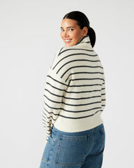 NARSHA Black/White Women's Turtleneck Stripe Sweater | Steve Madden on Sale